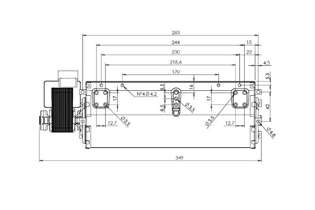 FIGEVIDA Ventilatore tangenziale Trial THS27B6 019 TFA745 S8 Stufa a Pellet Lunghezza 349mm Bocchetta 272x35mm