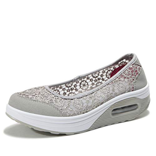 Kimily-UK Mujer Plataforma Zapatillas Respirable Moda cómodos Mocasines Deportes Casual Verano Sandalias Antideslizantes Fitness Correr Calzado Deportivo Zapatilla Malla Plataforma 35-42