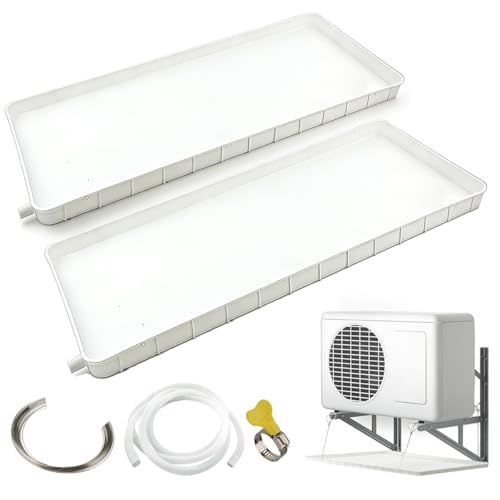 2 Pcs Air Conditioner Drip Tray Condensate Drain Pan,Drip Tray with Draining Hole and Hose Collector,Portable AC Drip Pan,Suitable for Indoor and Outdoor Split Air Conditioners(Size:1-2P,Hose 400cm)