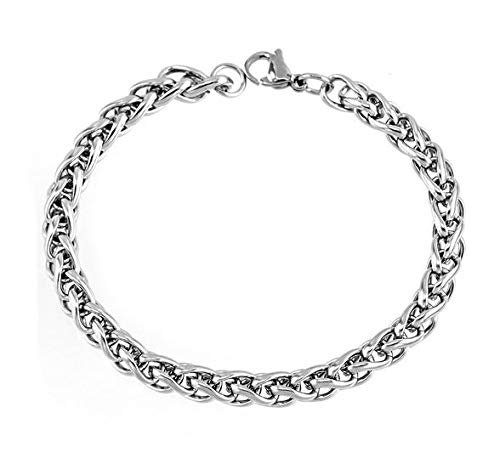 Pulseira Bracelete De Aço Inox Trançado Prata Masculino Design Italiano