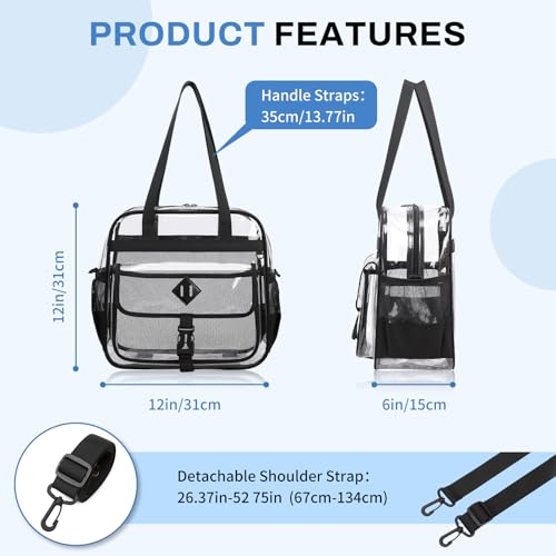 Image of MOONBABY Clear Bag for Stadium Events, Clear Transparent Tote Bag with Detachable Strap for Sports, Concert, Work,Travel