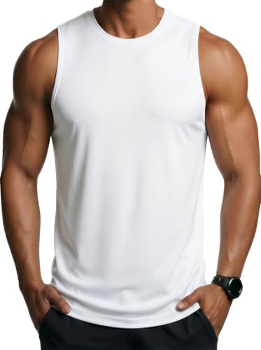 MAGCOMSEN Tank Top Herren Muskelshirt Ärmelloses Rundhalsshirt Achselshirt | UPF 50+ Schnelltrocknend, Leicht Weich Atmungsaktiv Elastisch, Für Sport Gym Training Freizeit, Fitness