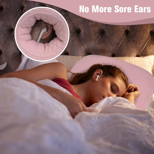 Ear Piercing Pillow for Side Sleepers, Ear Pillows with Holes for Pain, Earring Inflammation Pressure Sores, Cotton Earring Pillow for CNH Side Sleepers