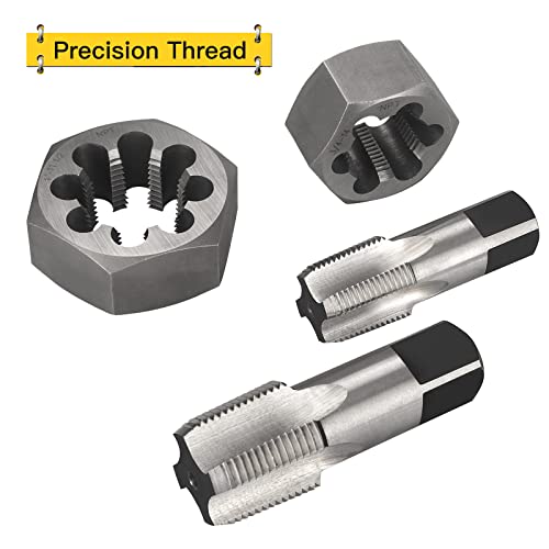 Npt Pipe Tap And Die Set - 14 Pcs 1/16", 1/8", 1/4", 3/8", 1/2", 3/4" And 1", Rethreading High Speed Steel Taper Taps And Carbon Steel Hex Dies #TOP3