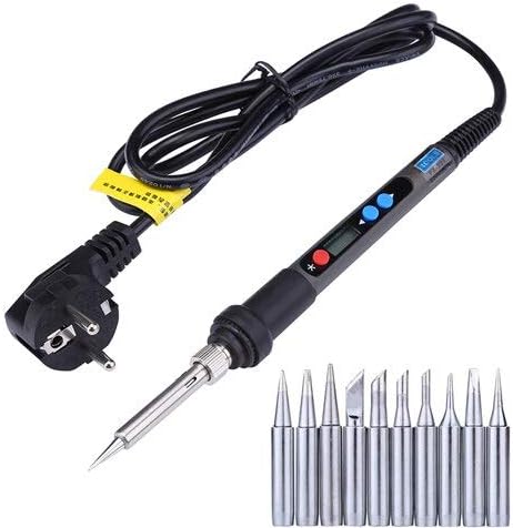 Soldering Digital LCD Electric Soldering Iron 90W 220V Soldeerbout Ferro De Sol Quick Heating Welding Soldering Tools + 10pcs Solder Tips - (Color: EU Plug)