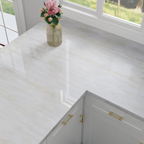 VaryFloral Wandtapete Selbstklebend 30cmx300cm Folie Grau und Weiß Klebefolie Möbel Marmor Effekt Marmor Tapete für Wand Klebefolie Möbel Glänzend Eindicken Folie Arbeitsplatte Küche Tisch