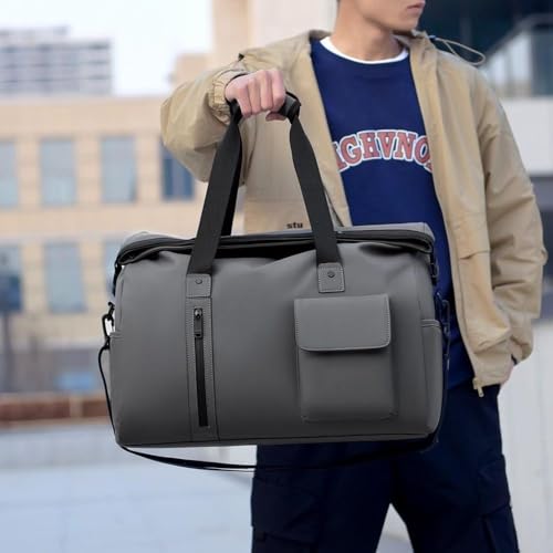 Image of CAVALO - Be Unique Men's Waterproof Oxford Duffle Bag | Large Capacity Travel, Gym & Business Hand Luggage with Wet /Dry Compartments, Laptop Sleeve & Shoulder Strap (Grey)