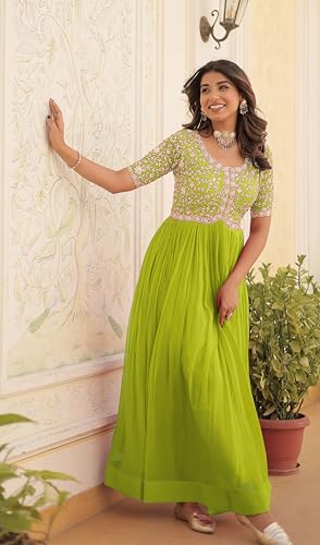 Image of Fashion Basket Georgette Embroidered Anarkali Gown for Women