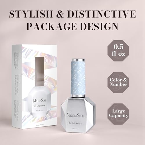 Image of MelodySusie 0.5fl oz Gel Nail Polish,Gray Blue Color Nails Soak Off UV LED Blue Gel Polish Gift for Women Nail Art Manicure Salon DIY Nail Design Decoration at Home-251-A2041