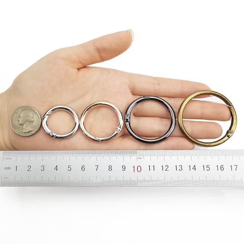 Image of DEVPSISR 15pcs Trigger Spring O Rings Round,Metal Keychain Ring Round Carabiner Clips for Keyrings Buckle, Bags,Purses