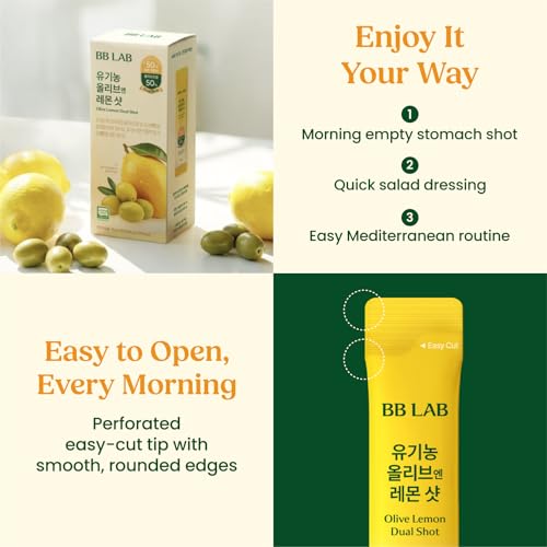 BB LAB Organic Olive & Lemon Dual Shot, 50:50 Ratio, Cold-Pressed Extra Virgin Olive Oil & NFC Lemon Juice, 16g*10 Sticks - image 8