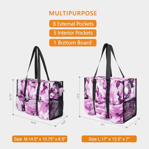 Image of TOPDesign Utility Water Resistant Tote Bag with 13 Pockets, Top Zipper Closure & Thick Bottom Support, for Working Women