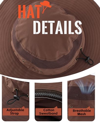 Image of Home Prefer UPF 50+ Men's Sun Hat Wide Brim Bucket Hat UV Protection Hat for Mens Womens Beach Safari Gardening Golf Fishing
