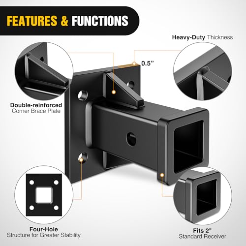 Image of Nilight Bolt-On Receiver Tube Adapter 2 inch Trailer Hitch Receiver | Universal Towever Hitch Extender Hitch Accessories for Tractor Lawn Mower Utility Trailer