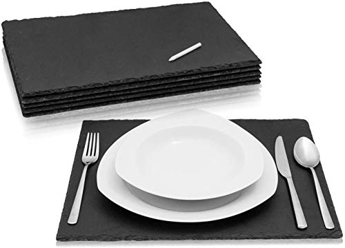 Platos de Pizarra para Comer - Bandeja de Servicio de Pizarra Natural - Tabla Pizarra para Servir Queso o Similar 40X30CM Cover