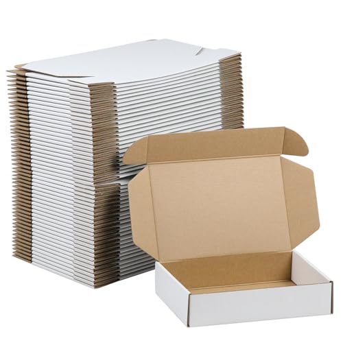 SUNLPH Paquete de 50 cajas de envío pequeñas de 9 x 6 x 2 pulgadas, cajas de cartón corrugado blanco, caja de embalaje para correo móvil