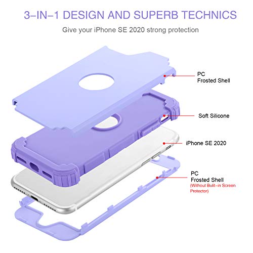 Bentoben XDD-K919-02-FBA For Iphone Se 2022 Case And Iphone Se 2020 Case, Heavy Duty 3 In 1 Full Body Rugged Shockproof Hybrid Hard Pc Soft Rubber Case thumb #1