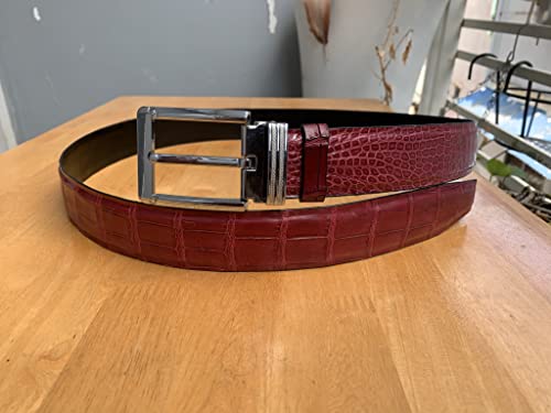 Genuine alligator belly burgundy leather belts for Men, crocodile belly skin Men's belt4