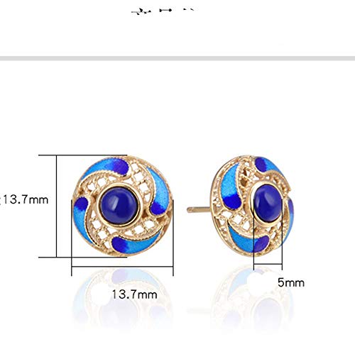 Pendientes S925 plata de ley tipo botón con diseño cloisonné esmaltado 3