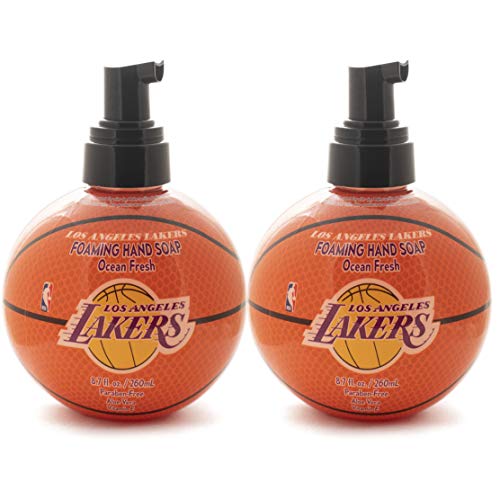 Bathletix NBA Los Angeles Lakers Foaming Hand Soap 8.7 oz, 2 pack - Assists You to Clean Up Your Game - Perfect For The Baller In All of Us