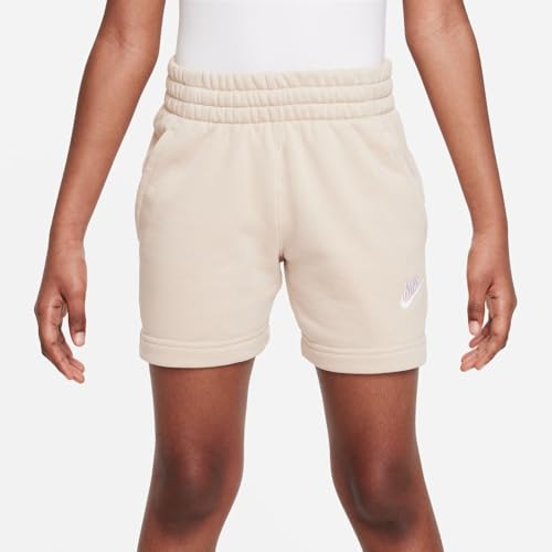 Nike Sportswear Club Fleece Big Kids' (Girls') 5" French Terry Shorts (Sanddrift/Sanddrift/White, FD2919-126) Size Large2