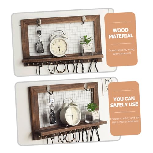 Porte-clés mural bois et range-courrier déco salon - 6