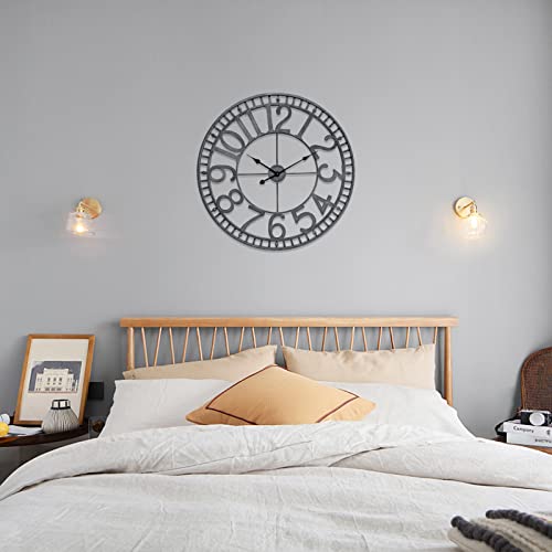 Utopia Alley Manhattan Industrial Wall Clock - Large Wall Clock, Big Clocks For Living Room Decor Or Dining Room Decor, Decorative Wall Clocks, Iron Wall Decor, Metal Wall Clock (32" Analog, Pewter) #TOP5