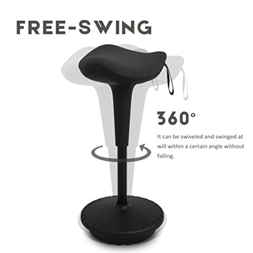 Image of IWMH Standing Desk Stool, Standing Office Stool, Ergonomic Wobble Stools,Adjusting Height and swivels 360 Working seat for Bedroom, Kitchen, Living Room (Black)