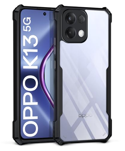 Image of WOW IMAGINE Shock Proof Clear Protective Back Case for Oppo K13 5G - AirEDGE Technology | 360 Degree Camera Protection | Transparent Hybrid Back Case Mobile Cover - Black