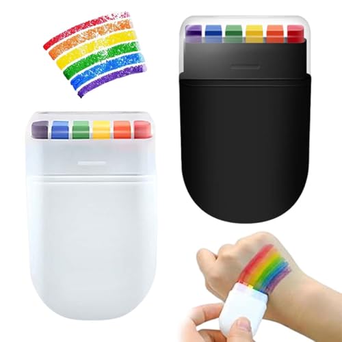 Schminkstift, 2 Stück Regenbogen Kinderschminke Stifte, Bodypainting Farben Gesichtsfarben Rainbow Gesicht Schminke für Kostüm Karneval Mottoparty, Regenbogen Deko für Pride Party