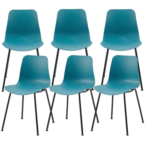 Juego de 6 sillas de comedor de estilo moderno con patas de metal resistentes, plástico duradero, carga máxima de 150 kg, ideal para sala de estar, comedor, dormitorio, oficina (blanco)