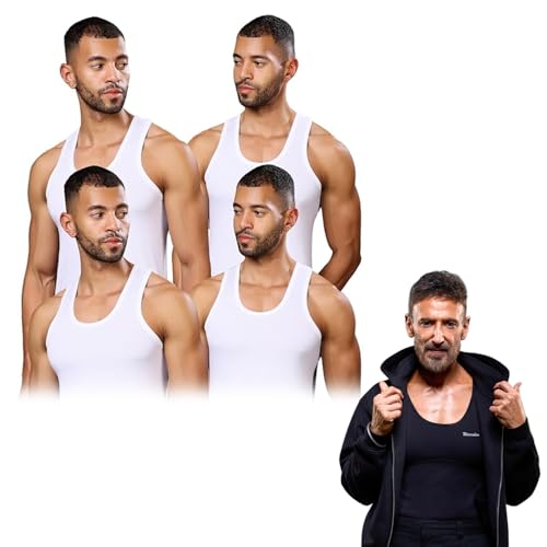 Image of Wearslim Premium Round Neck Super Combed Ultra Soft Cotton Vest for Man, Slim Fit Sleeveless Tank Tops Undershirts for Men with Extended Length for Easy Tuck