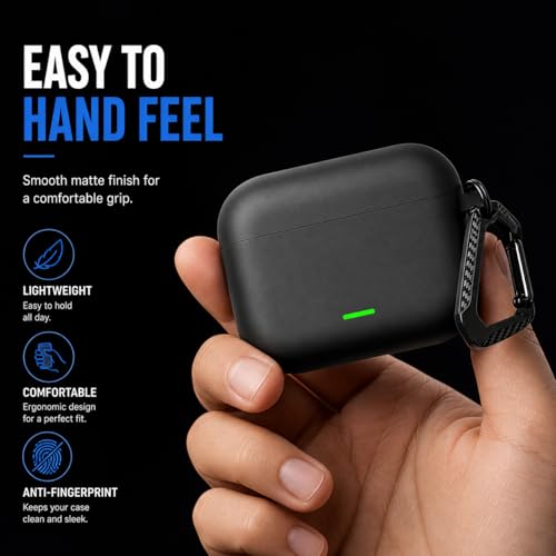 Image of Anvique Silicone Case Cover for Realme Buds T500 Pro, Shockproof Protective Earbuds Cover with Keychain Hook, Anti-Scratch Soft Silicone Skin, Full Body Protection Case (Black T)