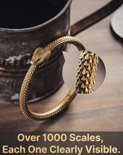 COPPERTIST.WU Ouroboros Bracelet Snake Cuff Bangles Talisman Viking Jewelry Gifts Retro Brass Bracelets for Men Women (4 Sizes)4
