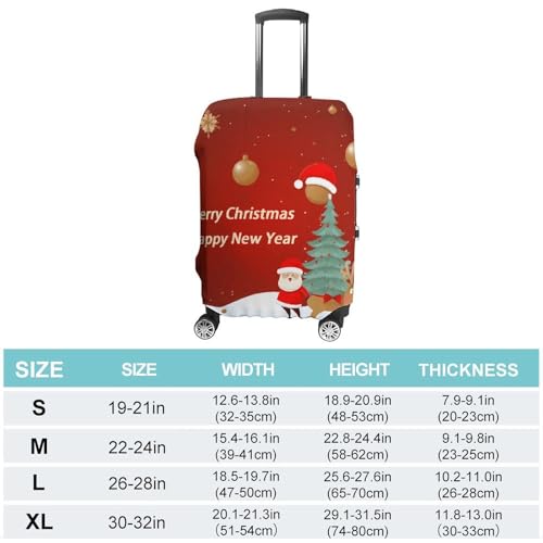 Merry Christmas And Happy New Year Printed Luggage Cover Protector, Fits 18-32 Inch Luggage2