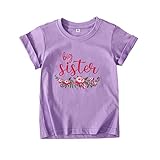 Big Sister Shirt Toddler Baby Embroidered Flower T Shirt Tops Sibling Announcement Outfit Clothes for Little Girls 1-5t (18 Months, Purple)