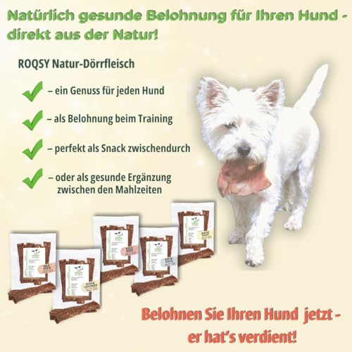 ROQSY Natur-Dörrfleisch 100% Ziege – Single-Protein, getreidefrei, ohne Zusätze, schonend getrocknet, ideal für Allergiker und Sensible Mägen, Made in Germany – 100g