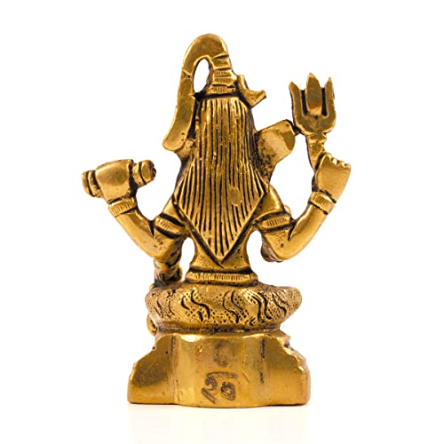 Tarini Gallery Brass Shiva Pooja Murti Idol Statue God Lord Spiritual Sculpture Indian Antique Statue Dcor for Home Entrance Temple Puja Decoration Festivals Diwali and Gifting (Shiva) - Image 3