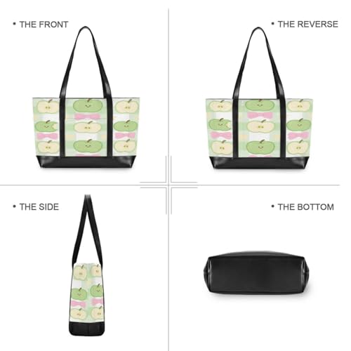 Cute Green fruit Bow simple work bag with laptop compartment with zipper tote bag with zipper for office with bulto para laptop3
