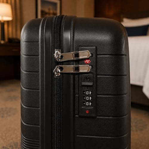 Image of 3G VACANZA Trolley Bags Hard Case Polypropylene, 4 Spinner Wheels, 360 Degree Wheeling Carry on Luggage, Travel Bag, Suitcase for Travel, Trolley Bags for Travel 24 in Black