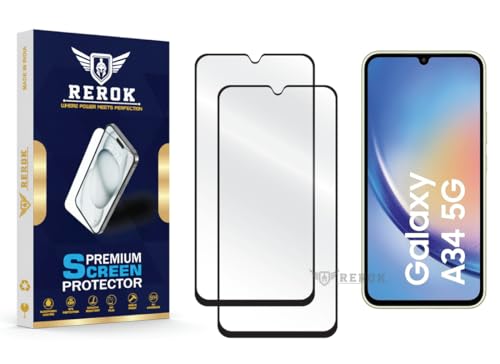 Image of Gorilla Tempered Glass Screen Protector Compatible with Samsung Galaxy A34 5G [Pack of 2] | Edge-to-Edge, Bubble-Free, Case Friendly, Easy Installation Kit