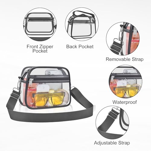 Image of Clear Bag for Stadium Events Clear Sports Fan Handbags Purses with Adjustbale Strap for Concerts Festivals Game Day