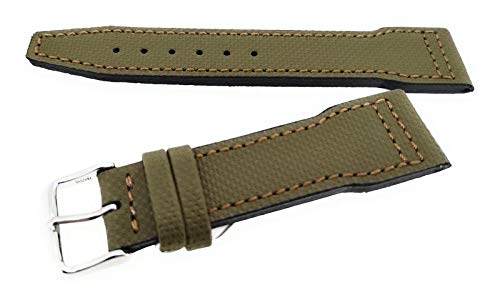 Fluco Correa de reloj para reloj de pulsera Pilot apta para IWC verde (resistente al agua), 22 mm, fabricada en Alemania, M
