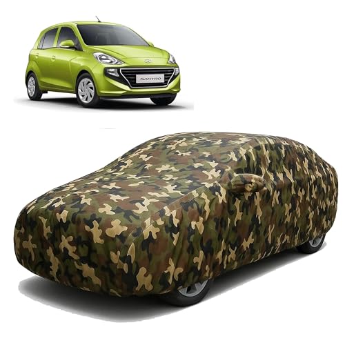 Image of Sulfar 100% Waterproof Car Body Cover Compatible with Mirror for Hyundai Santro with Long Lasting Durable Material (Triple Stitched, Full Bottom Elastic, Camouflage Army)