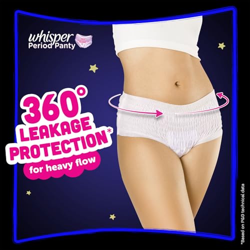CONFETTIWOW Whisper Bindazzz Night Period Panty|6 M-L Panties|upto 0% Leaks|360 degree leakage protection|Full back coverage|Suitable for Heavy Flow|Flex fit|Soft & comfortable|With disposable wrap3