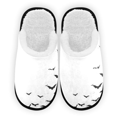 Halloween Bat Magic Black Slippers For Women Men Soft Memory Foam Non-Slip Hallowmas Winter Indoor House Shoes Travel Slipper