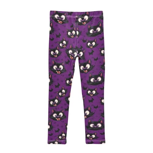 Girls' Athletic Leggings Ankle Length Yoga Dance Pants Kids Teen 4T Bat Cat2