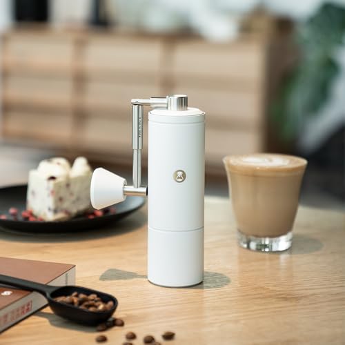 Image of TIMEMORE C5 Pro Manual Coffee Grinder with S2C-042 Conical Burr, 0.031mm Precision Adjustment, Expanded Bean Container, All-Metal Portable Hand Coffee Mill for Espresso /French Press /Pour Over - White