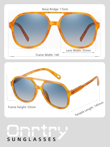 Image of Onrtry Retro Polarized Aviator Sunglasses for Women Men Classic 70s Vintage Trendy Square Sun Glasses Shades