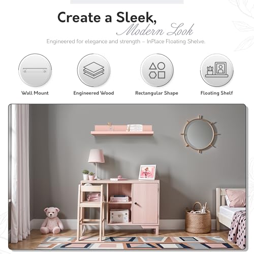 Image of InPlace Pink Picture Ledge Shelf, 24 inch W x 4.5 inch D x 3.5 inch H, 9605012E